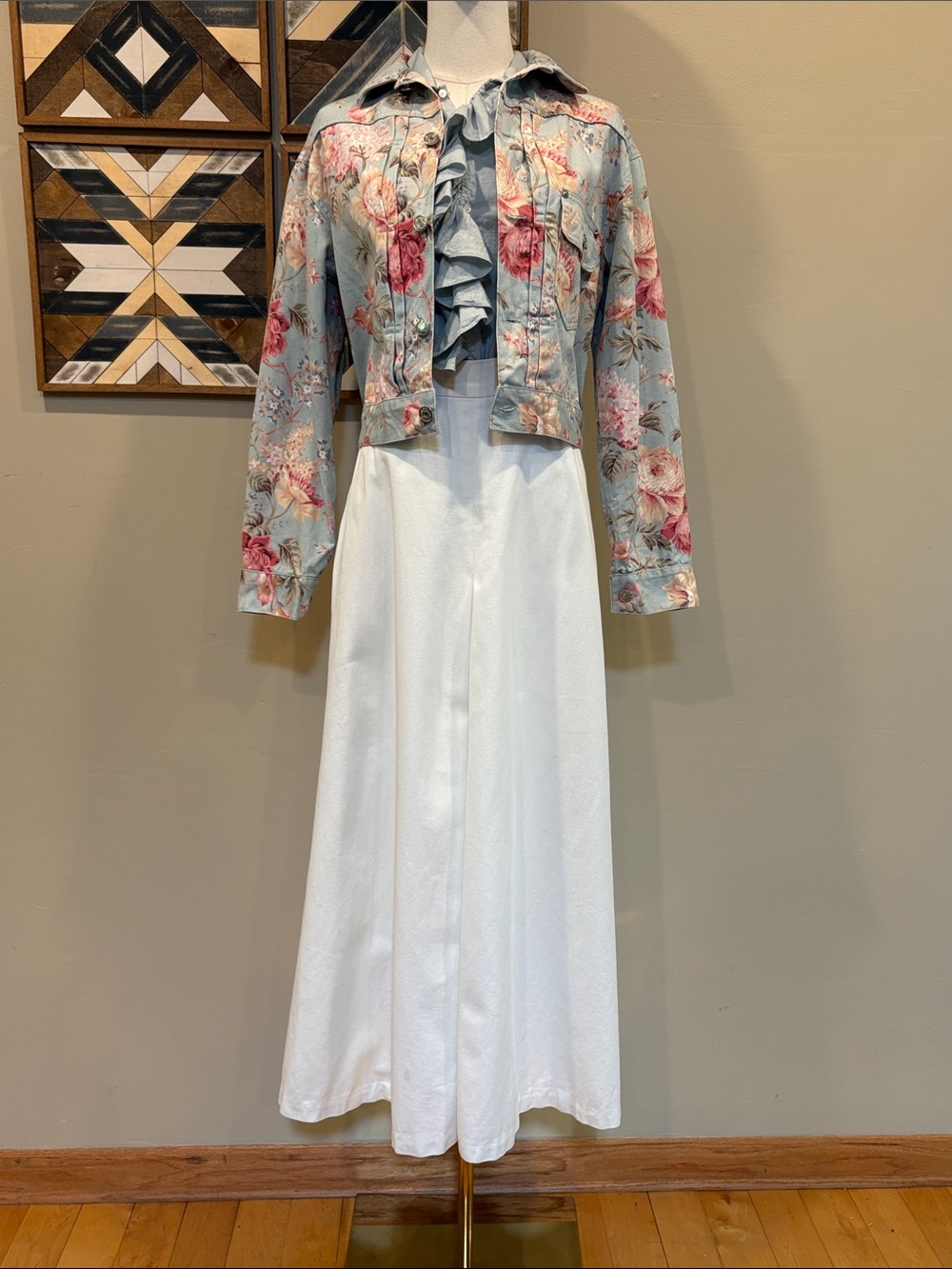 Vintage Ralph Lauren Blue Label 80s High-Waisted White Denim Maxi Skirt size 4